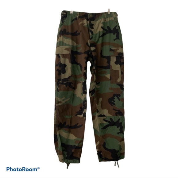 MENS CARGO PANTS VINTAGE CAMO HEAVY WEIGHT SIZE 32 - Picture 3 of 12